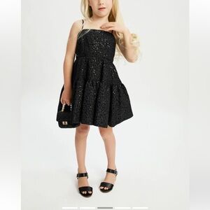 Bardot Junior Black Sequin Tiered Party Dress for Girls Size 7